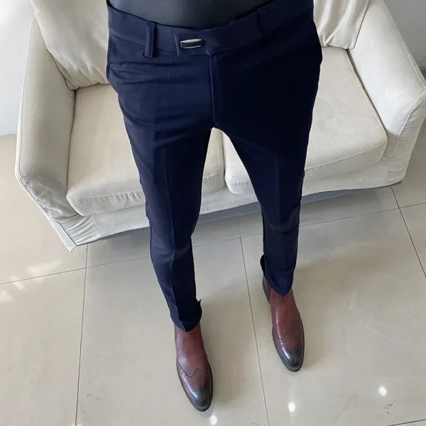 Formal Stretch Slim Fit Suit Trousers for Men, Fashion Men's Casual Business Solid Color Social Office Pantalone, Spring 2025 - Image 2