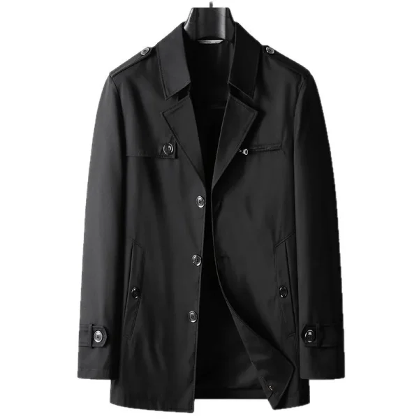 Men's Solid Business Casual Windbreaker Coats in the English Style for Spring and Autumn, Featuring a High-Quality Turn-down Collar for Everyday Wear - Image 6