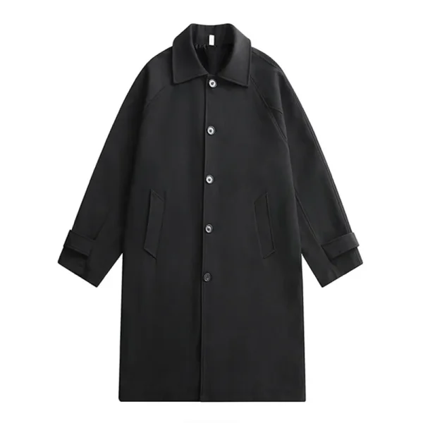 Fashion Business Casual Loose Solid Trench Men's Long Windbreaker Coat in England Style Turn-down Collar Jackets Outwear - Image 4