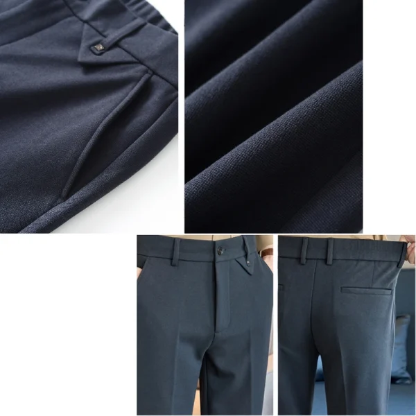 Excellent men's business casual slim-fitting trousers made of wool for everyday use in the fall and winter of 2024. - Image 5