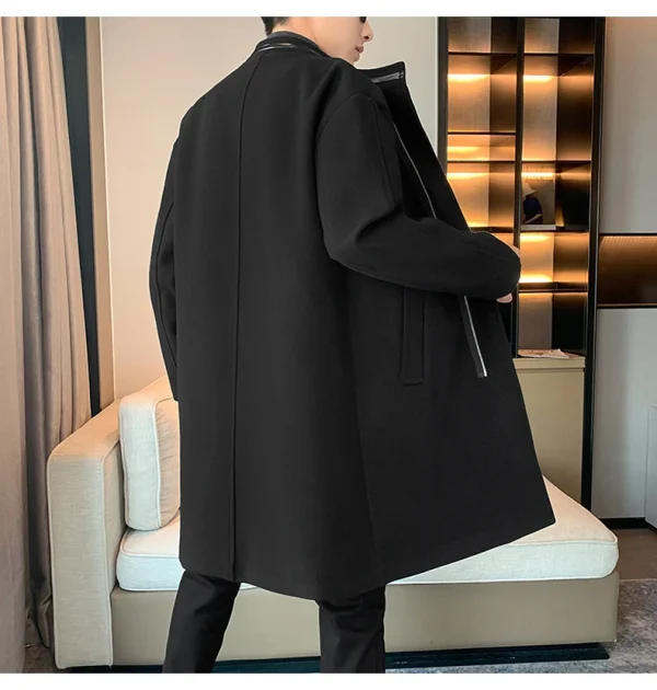 Fashion Korean Men's Jackets and Outerwear 2025 Autumn Winter Men Long Coat Windbreaker Casual Loose Solid Color Trench Men - Image 6