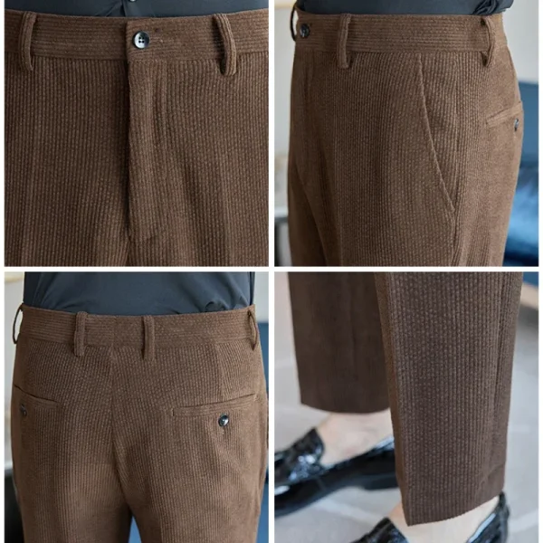 Made of thick corduroy fabric, these men's slim-fitting casual pants are perfect for everyday commuting in the fall and winter. - Image 5