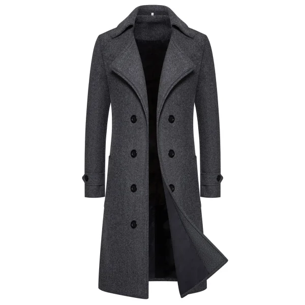 Fall Turn Down Collar Slim Fit Windbreaker Men's Outwear Spring Long Woolen Coats Fashion Double Breasted Trench Coats