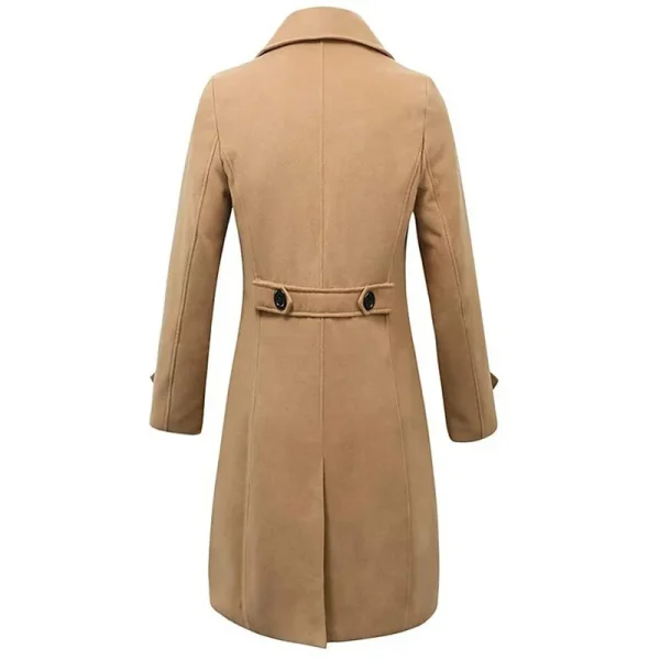 Business Casual Fashion Double Breasted Long Woolen Trench Men's England Style Wool Blend Coats for Autumn and Winter - Image 4