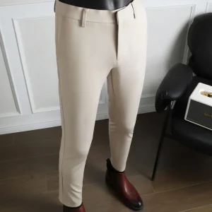 2025 New Men's Straight-Leg, High-Stretch Cropped Pants with Ice Silk Embroidery - Breathable Customized Style