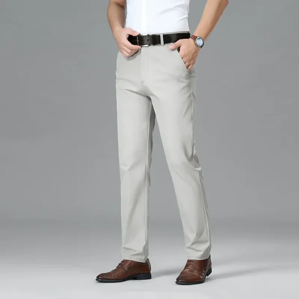 Solid Color Business Casual Men's Straight-leg Trousers, Adaptable Formal Fitted Pants for Everyday Work. Summer of 2025 - Image 4