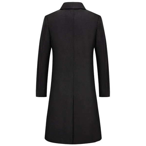 Men's Fashion Woolen Coats, Solid Turn-Down Collar, Thick Wool Trench Jacket, and New Autumn/Winter Long Wool Blends - Image 2