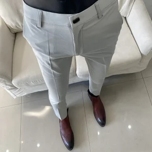 2025 Summer Fashion Slim Fit Solid Color Formal Business Social Office Length Men's Casual Suit Pants Men's Clothes