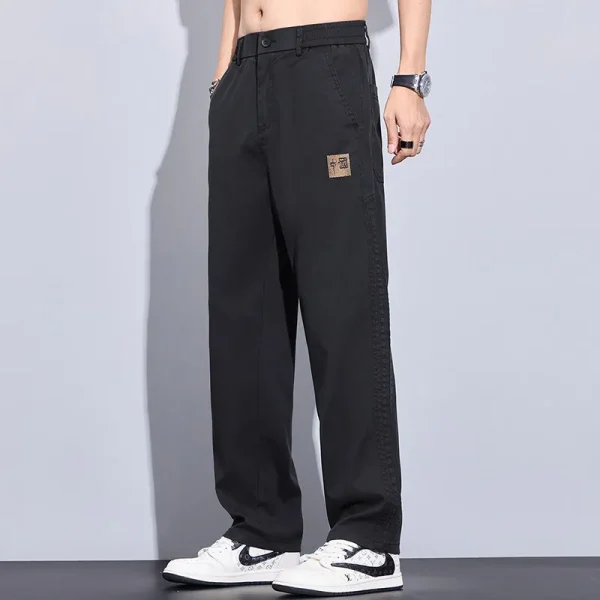 Men's Elastic Waistband Relaxed-Fit Casual Pants with Cool-Touch Fabric for Everyday Comfort and Easy Style - Image 4