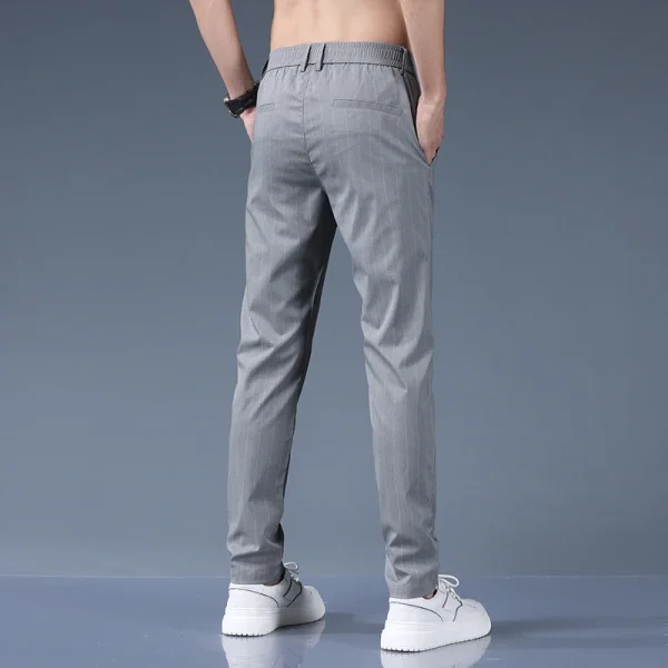 Men's Loose Straight Trousers, Spring and Summer Casual Trousers, Small Suit Trousers with Elastic Waists on the Back - Image 3
