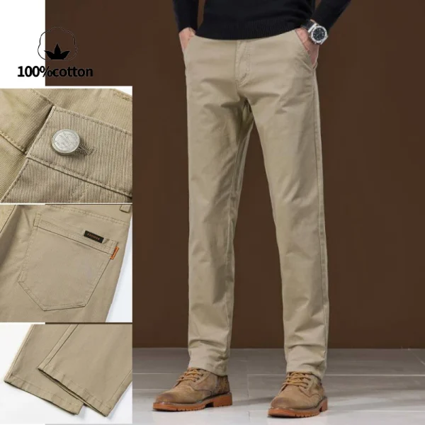 Men's Traditional Black Cotton Business Casual Trousers with a Straight Fit, Classic Comfort, and European Minimalist Style - Image 2