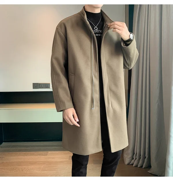 Fashion Korean Men's Jackets and Outerwear 2025 Autumn Winter Men Long Coat Windbreaker Casual Loose Solid Color Trench Men - Image 9