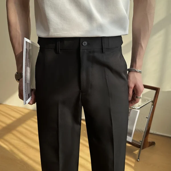 New Men's Straight-fit Solid Color Shirt and Breathable Casual Tapered Pants for Spring/Summer 2025. - Image 2