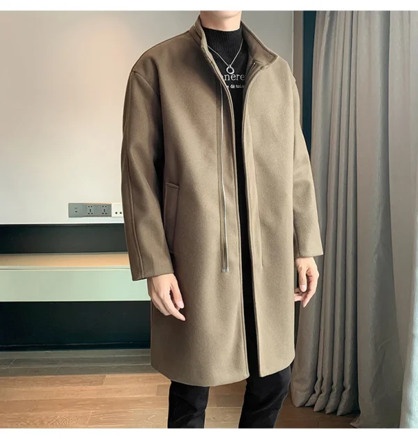 Fashion Korean Men's Jackets and Outerwear 2025 Autumn Winter Men Long Coat Windbreaker Casual Loose Solid Color Trench Men - Image 10