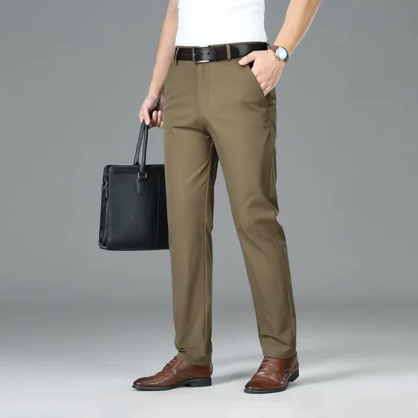 Solid Color Business Casual Men's Straight-leg Trousers, Adaptable Formal Fitted Pants for Everyday Work. Summer of 2025 - Image 5