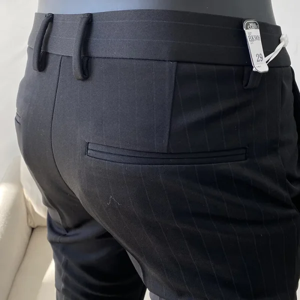 Stretch Slim Formal Trousers Men's Fashion Casual Business Office Dress Pants Men's Striped Suit Trousers 2025 Spring New - Image 4