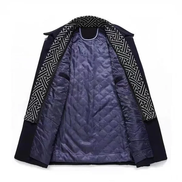 New Style Long Scarf Collar Cotton-Padded Thick Warm Woolen Coat for Men's Trench Coat Overcoat for Winter - Image 3