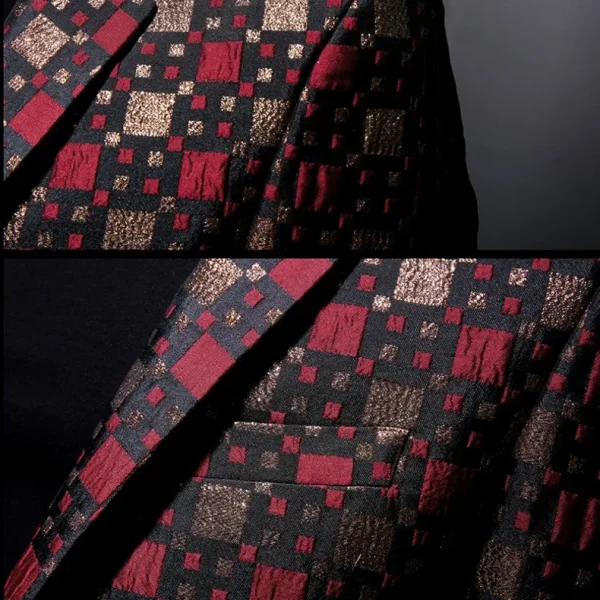 Classic New Jacquard Grid Suit Jacket for Autumn 2025Men's slim-fitting floral blazer coat for a business social wedding party - Image 5