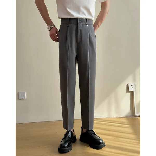 Youth Casual Versatile Slim Fit Trousers, New Men's Straight Leg Pants in Solid Colors, 2025. Dress pants for spring and summer. - Image 2