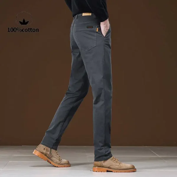 Men's Traditional Black Cotton Business Casual Trousers with a Straight Fit, Classic Comfort, and European Minimalist Style - Image 3