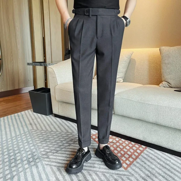 New Ankle Suit Trousers for Men, Draping Light, Luxurious, Pure Color, All-Matching Skinny Trousers, Premium Casual Trousers - Image 4