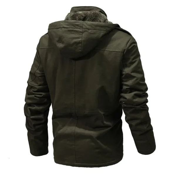 Winter Men's Solid Fleece Long Casual Outwear Coats with Multiple Pockets, Windbreaker, and Cotton Cargo Jacket - Image 4