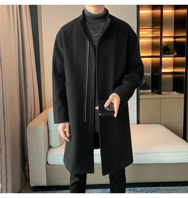 Fashion Korean Men's Jackets and Outerwear 2025 Autumn Winter Men Long Coat Windbreaker Casual Loose Solid Color Trench Men - Image 4