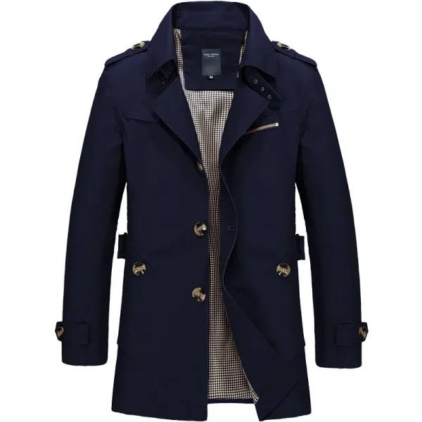 Men's Cotton Trench Coats, Business Windbreaker Long Jackets, Casual 2025 Spring/Autumn Fashion Streetwear Blazers - Image 5