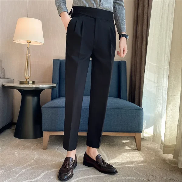The British Way Suit pants with a high waist Elegant Social Party Dress Trousers with a Classic Belt Design Slim Fit Casual Pants for Formal Business - Image 4