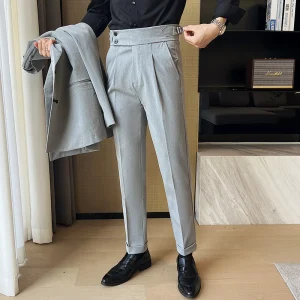 High Waist Formal Trousers for Business, Office, and Professional Events: Slim-Fit Dress Pants with Belt, Made of Premium Comfort Fabric