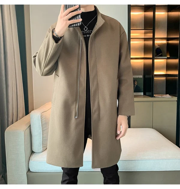 Fashion Korean Men's Jackets and Outerwear 2025 Autumn Winter Men Long Coat Windbreaker Casual Loose Solid Color Trench Men - Image 12