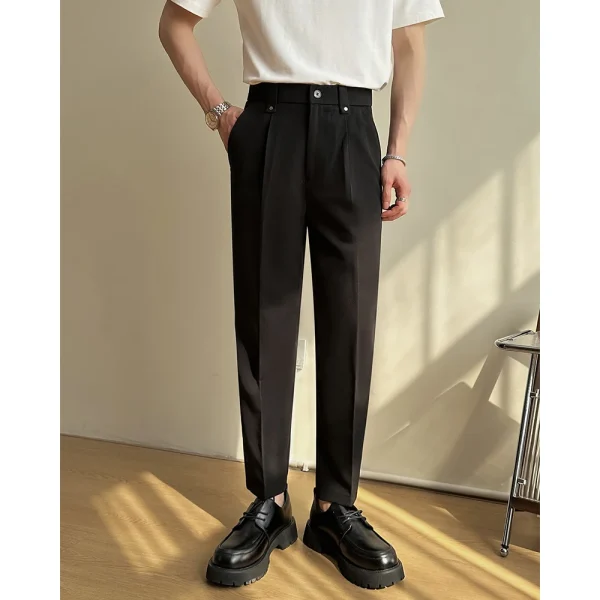 Youth Casual Versatile Slim Fit Trousers, New Men's Straight Leg Pants in Solid Colors, 2025. Dress pants for spring and summer. - Image 3
