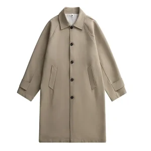 Men's Fashion Korean Style Outerwear Long Coat with Windbreaker, Casual, Loose Design, Solid Color, Spring/Autum