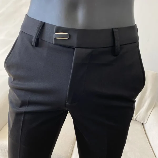Formal Stretch Slim Fit Suit Trousers for Men, Fashion Men's Casual Business Solid Color Social Office Pantalone, Spring 2025 - Image 4