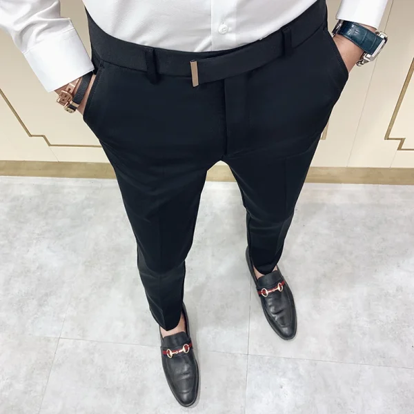 Formal Slim Fit Business Office Wedding Length Men's Casual Suit Pants in Solid Colors, Spring/Summer 2025 - Image 3