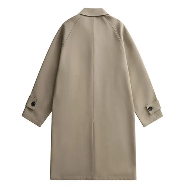 Fashion Business Casual Loose Solid Trench Men's Long Windbreaker Coat in England Style Turn-down Collar Jackets Outwear - Image 3