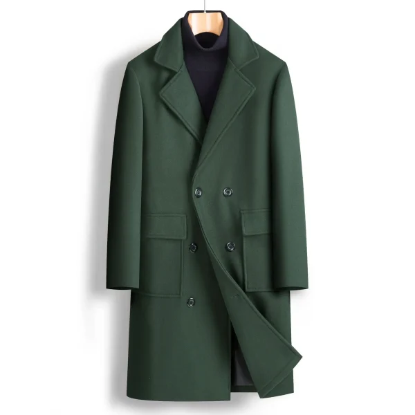 Men's Double Breasted Solid Color Business Casual Mid-Length Outwear Men's England Style Trench, New Autumn/Winter - Image 4