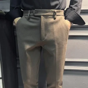 Men's Business Casual Formal Work Pants, New Commuting Slim-fit Trousers Made of Thick and Warm Wool.