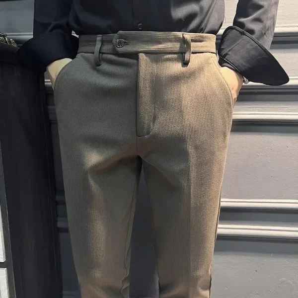 Men's Business Casual Formal Work Pants, New Commuting Slim-fit Trousers Made of Thick and Warm Wool.