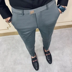 Formal Slim Fit Business Office Wedding Length Men's Casual Suit Pants in Solid Colors, Spring/Summer 2025