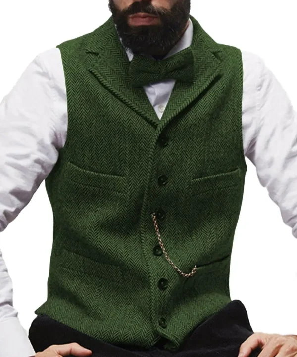 V-neck Slim Fit Gilet Homme Wedding Clothes Men's Steampunk Jacket with Stripes and Black Waistcoat Vest - Image 3