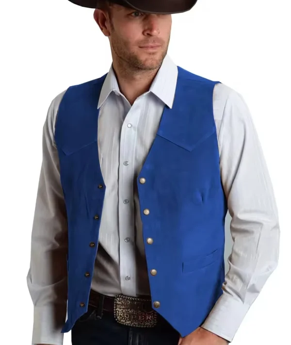 Men's Black Vest Formal Business Suit with Suede Waistcoat for Groomsmen at a New Cowboy Wedding - Image 4