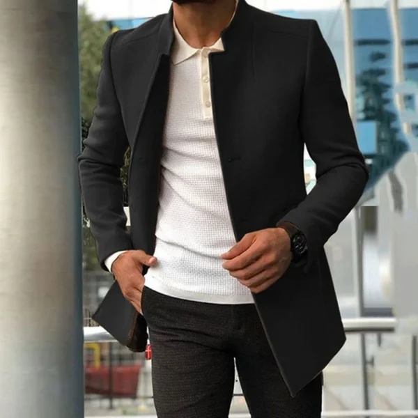 Windbreaker coats for men, business casual jackets made of wool blends, fall and winter fashion, stand collars, and vintage outerwear - Image 5
