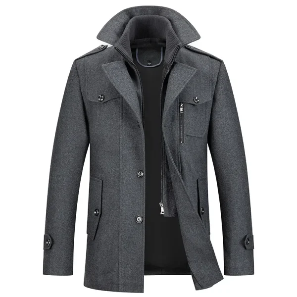 Premium Fall/Winter Coats for Men's Business Casual, Turn-down Collar, Trench, and Warm Wool Coats in Plus Size - Image 2