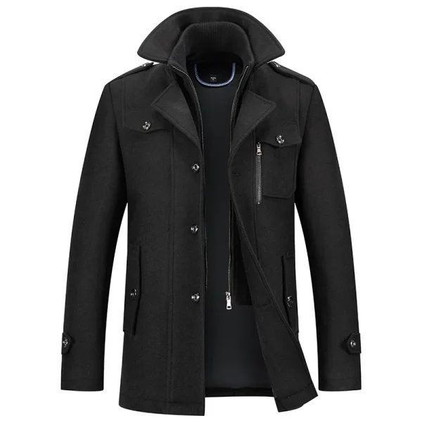 Premium Fall/Winter Coats for Men's Business Casual, Turn-down Collar, Trench, and Warm Wool Coats in Plus Size - Image 5