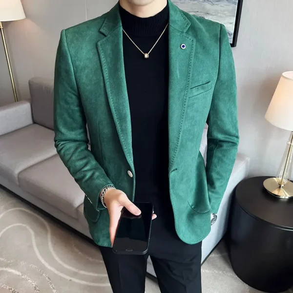 High Quality Suede Suit Jacket Men Luxury Business Slim Fi Casual Blazer Formal Social Party Wedding Tuxedo Men's clothing 4XL-M - Image 5
