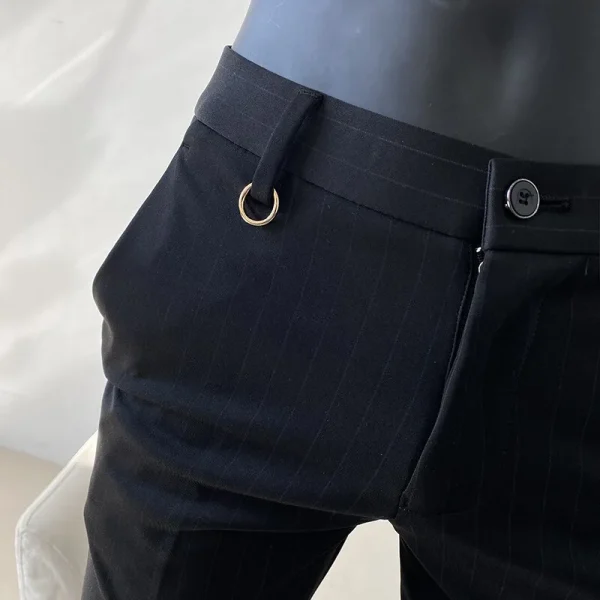 Stretch Slim Formal Trousers Men's Fashion Casual Business Office Dress Pants Men's Striped Suit Trousers 2025 Spring New - Image 3