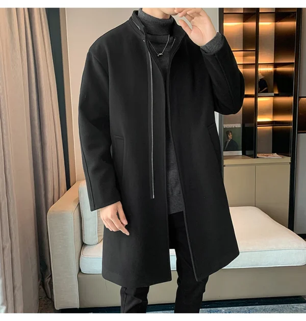 Fashion Korean Men's Jackets and Outerwear 2025 Autumn Winter Men Long Coat Windbreaker Casual Loose Solid Color Trench Men - Image 2