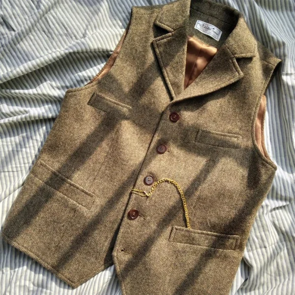 V-neck Slim Fit Gilet Homme Wedding Clothes Men's Steampunk Jacket with Stripes and Black Waistcoat Vest - Image 5
