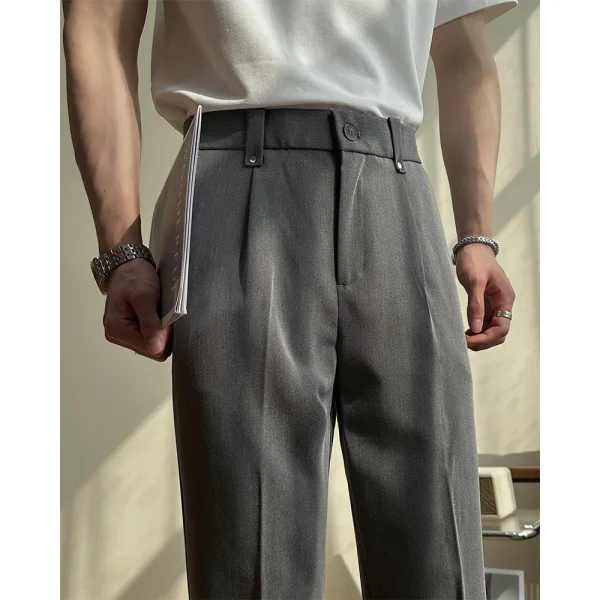 Youth Casual Versatile Slim Fit Trousers, New Men's Straight Leg Pants in Solid Colors, 2025. Dress pants for spring and summer. - Image 5